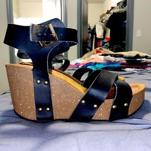 Black Cork Wedges
